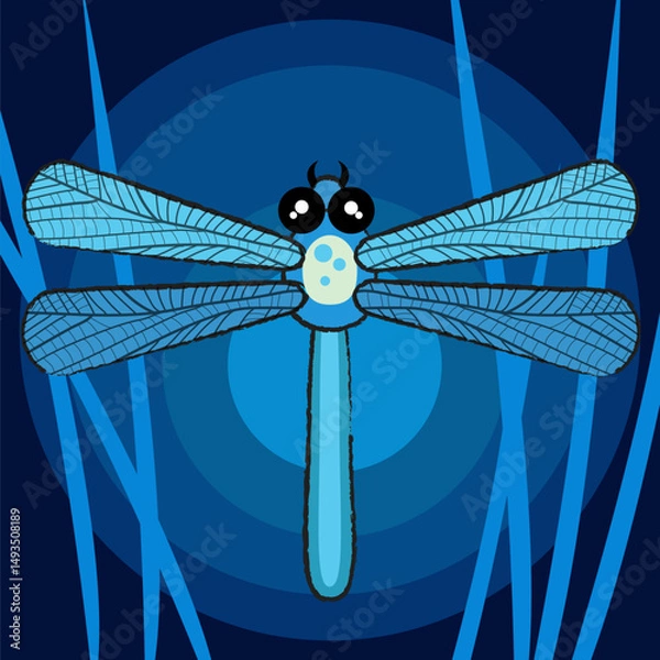 Fototapeta Stylized vector image of an insect. Dragonfly (Odonata)
