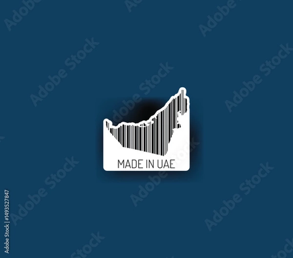 Fototapeta Discover fascinating sticker designs with barcodes in the shape of a map of United Arab Emirates. Enhance your projects with visual perfection. Buy now!
