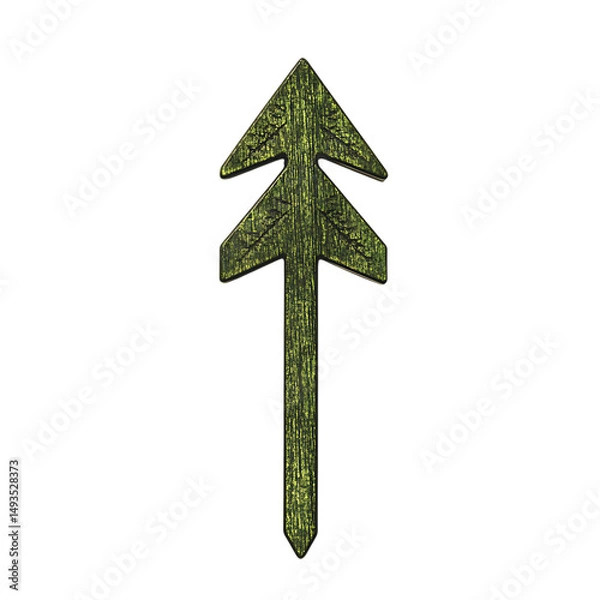 Fototapeta Bold Arrow with Sharp Edges in Moss Green Colour Isolated on Transparent Background