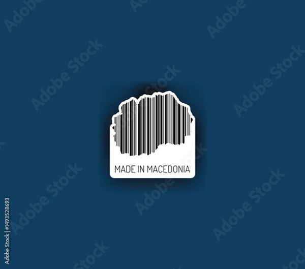 Fototapeta Discover fascinating sticker designs with barcodes in the shape of a map of North Macedonia. Enhance your projects with visual perfection. Buy now!
