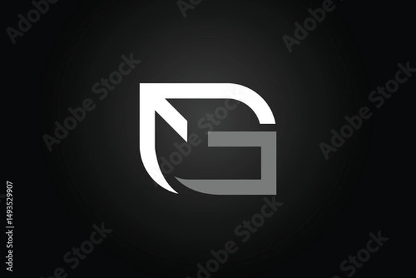 Fototapeta minimal g arrow logo vector template