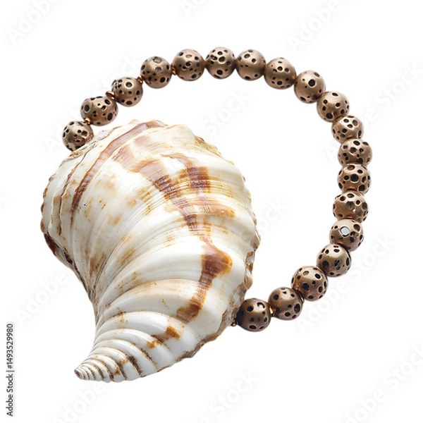 Fototapeta Bold Shell Necklace Featuring an Eye-Catching Oversized Shell Isolated on Transparent Background