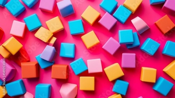 Fototapeta Colorful 3D cubes pattern forming abstract digital background with vibrant dynamic graphic effect