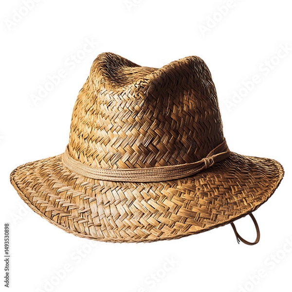 Fototapeta Hand Crafted Straw Hat with an Authentic Naturally Isolated on Transparent Background