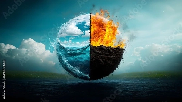 Fototapeta The balance of the four elements in nature