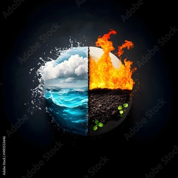 Fototapeta The four classical elements in balance
