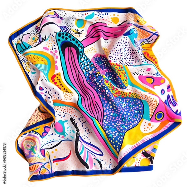 Fototapeta Playful Beach Towel with Expansive Whimsical Pattern Isolated on Transparent Background