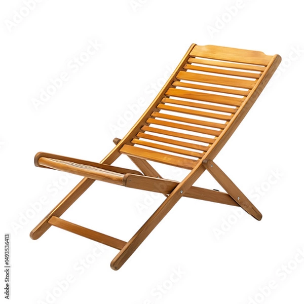 Fototapeta Advanced Lightweight Wooden Beach Chair with a Mode Isolated on Transparent Background