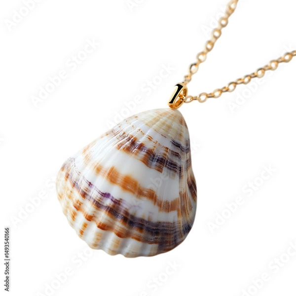 Fototapeta Trendy Minimalist Shell Necklace with One Organically Shaped Shell Isolated on Transparent Background