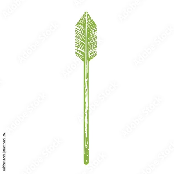 Fototapeta Minimalistic Arrow with Clean Contours in Lime Green Isolated on Transparent Background