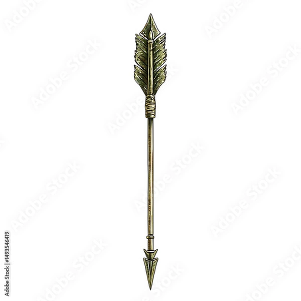 Fototapeta Artistic Arrow with Rich Textured Details in Vibran Isolated on Transparent Background