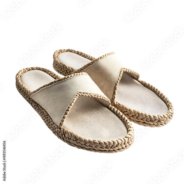 Fototapeta Fashion Forward Espadrille Style Sandals with Soft Isolated on Transparent Background