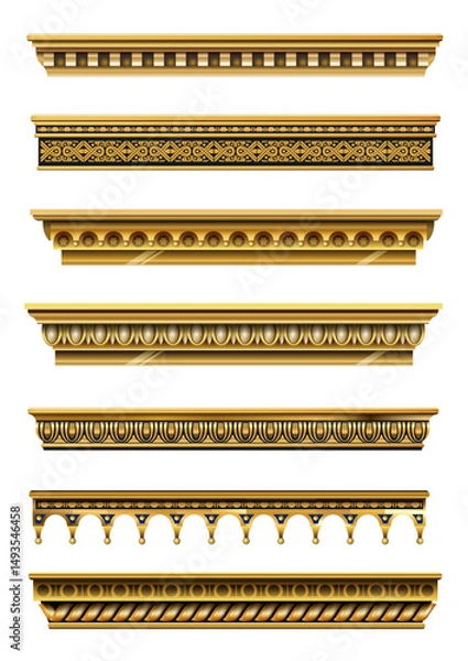 Obraz A set of classical gold cornices