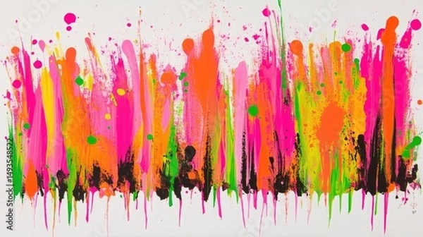 Obraz Abstract neon color painting isolated on white background close to 70