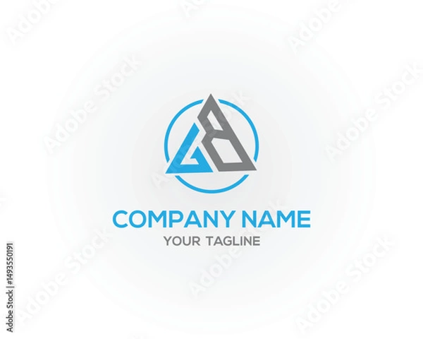 Fototapeta Abstract triangle logo letter GB with circle vector template for company identity and branding design solution