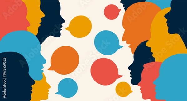 Fototapeta concept of communication between people in social networks. conversation and feedback in a dialogue in business . vector illustration isolated flat