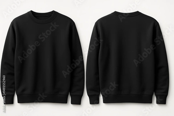 Fototapeta Plain Black Hoodie with Front and Back View – Realistic Isolated Mockup