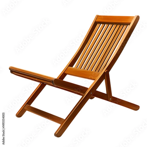 Fototapeta Elegant Modern Wooden Beach Chair with a Compact Design Isolated on Transparent Background