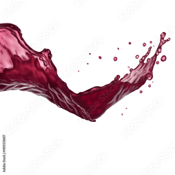 Fototapeta Red wine liquid swirl splash with tiny bubbles creating dynamic wave effect, showcasing beauty of fluid motion and vibrant color, grapes juice wine liquid
