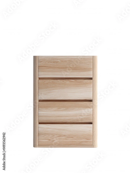 Obraz A simple light wood chest of drawers with four closed drawers stands against a plain white background in a clean and minimalist studio shot for furniture catalog.
