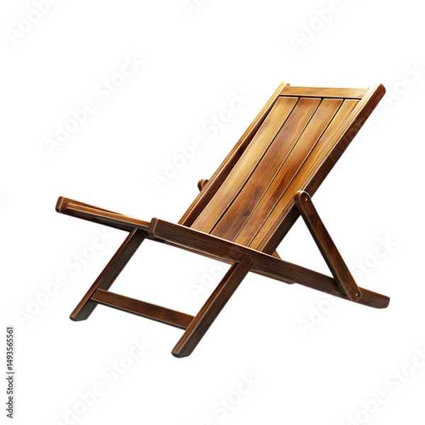 Fototapeta Minimalist Foldable Wooden Beach Chair with a Sleek Isolated on Transparent Background
