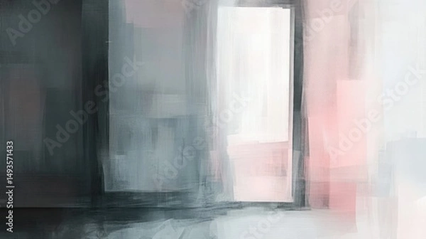 Obraz Abstract painting in gray, white, and pink hues for modern design