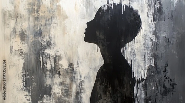 Obraz Silhouette of a person in profile against abstract background
