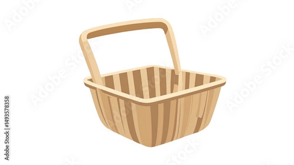 Obraz Classic Retail Basket Icon for Online Shopping Apps – Transparent PNG, Flat Style, Ideal for Digital Business and Store Use

