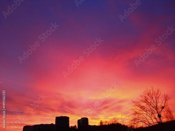 Obraz sunset over the city