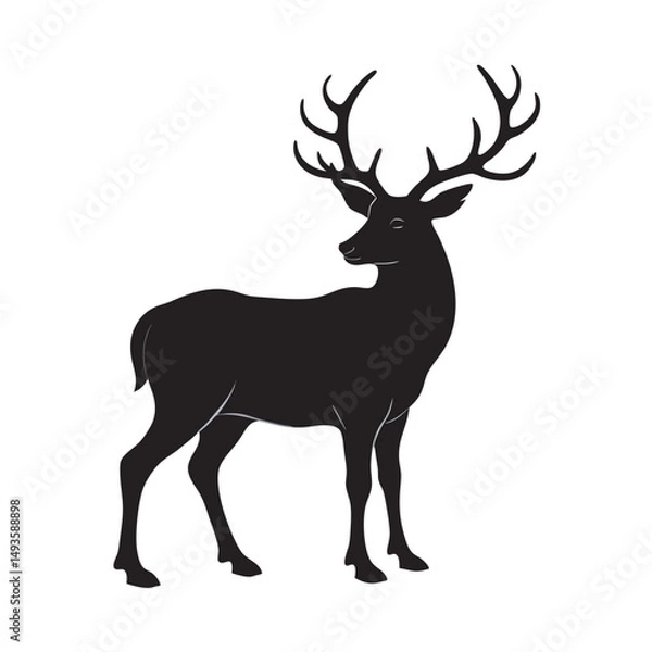 Obraz Stag With Large Antlers Display Silhouette