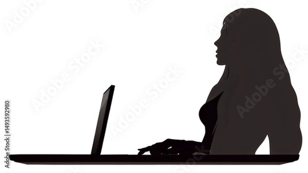 Obraz silhouette of a woman with laptop