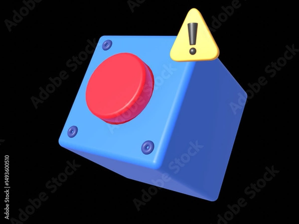 Fototapeta Three dimensional render of push button lying against white background