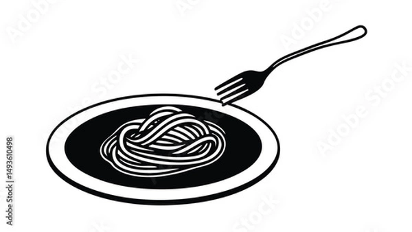 Fototapeta Spaghetti Plate with Fork