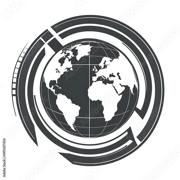 Fototapeta Modern World Globe Vector Illustration with Geometric Design Elements for Graphic Purposes and Web Projects.