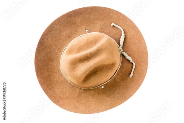 Fototapeta brown flannel cowboy hat isolated on white background, with clipping path
