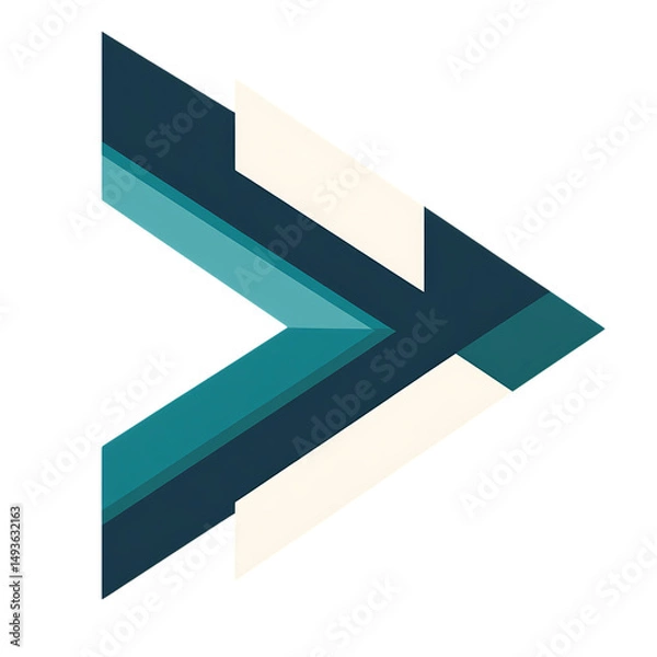 Fototapeta Bold Arrow with Robust Vector Forms in Deep Teal Color Isolated on Transparent Background