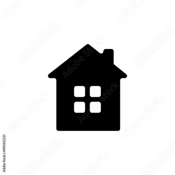 Fototapeta Black button icon house with window