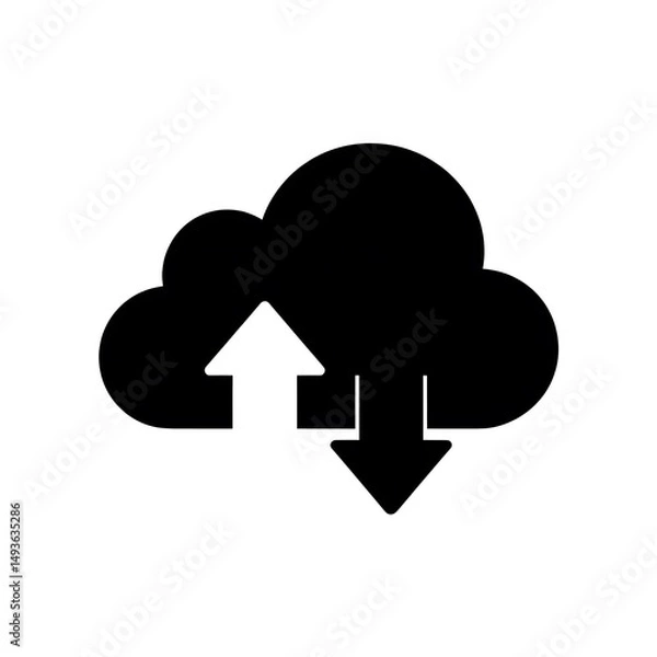 Fototapeta Black and White Line Art cloud computing icon