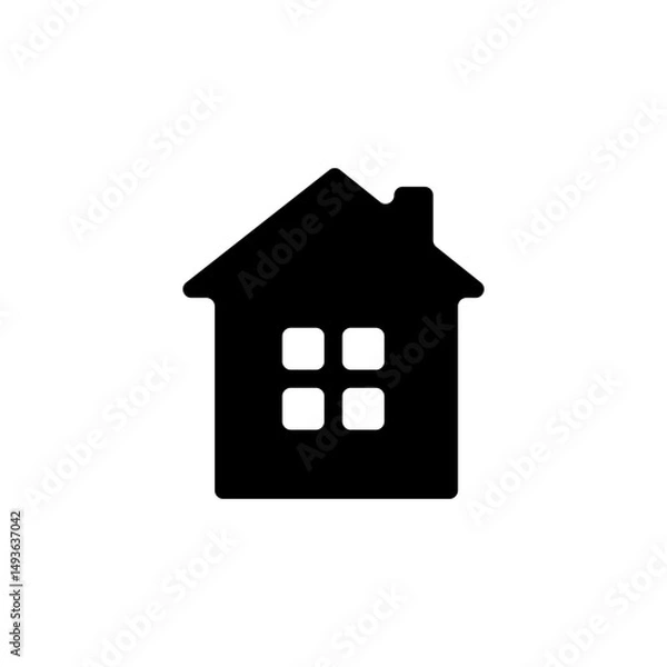 Fototapeta Black button icon house with window