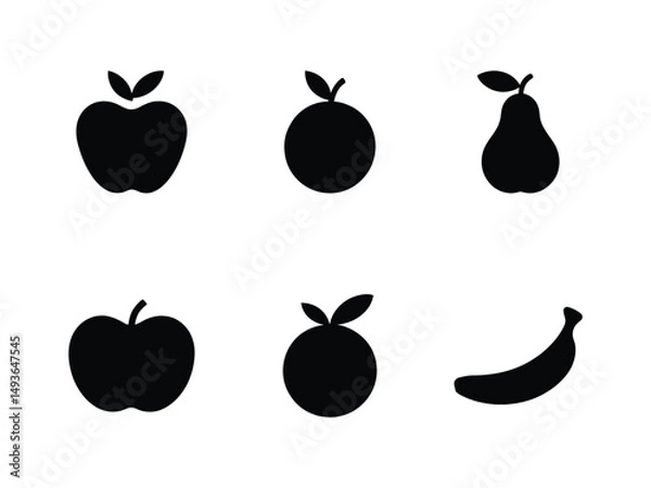 Obraz Vector Illustration of Solid Fruit Icons