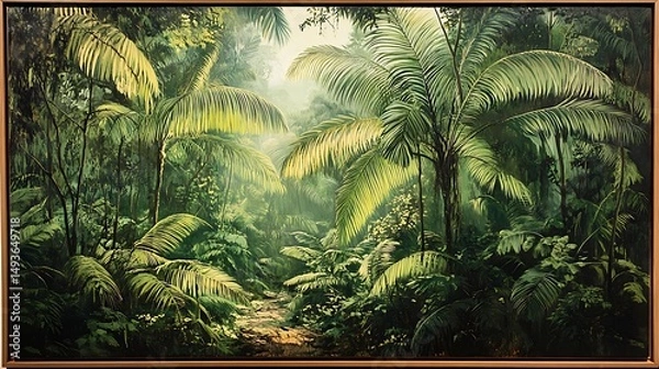 Obraz tropical jungle background with palm trees