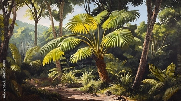 Obraz tropical jungle background with palm trees