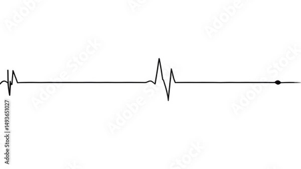 Obraz Transparent ECG Pulse Line Illustration – Flat Vector Heartbeat Symbol for Cardiologist Branding, Infographics, and Telehealth Apps