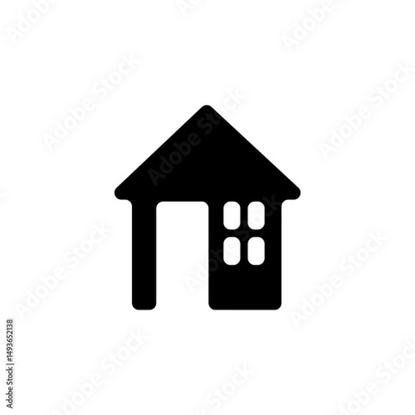 Fototapeta Black button icon house with window and door