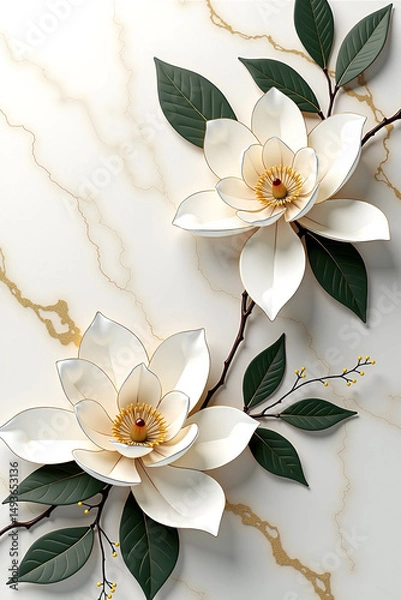 Fototapeta white orchid on old paper background