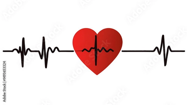 Fototapeta Minimalist Heartbeat Line Icon Isolated on Transparent Background – Clean Vector Style for Medical, Healthcare, and Emergency Design Projects