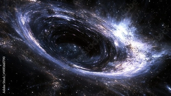 Fototapeta Abstract black hole with swirling stars and nebulae in space
