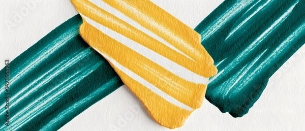 Obraz Vibrant paint strokes, bold teal and bright yellow abstract design, ideal for art projects or creative visuals.