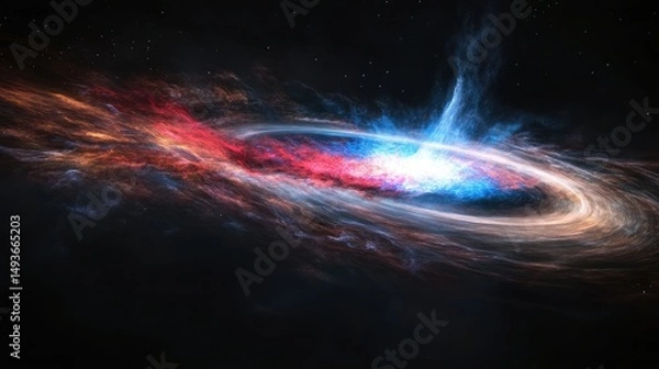 Fototapeta Cosmic nebula with swirling energy and light in deep space
