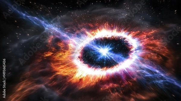Fototapeta Cosmic explosion of light and energy in the vastness of space